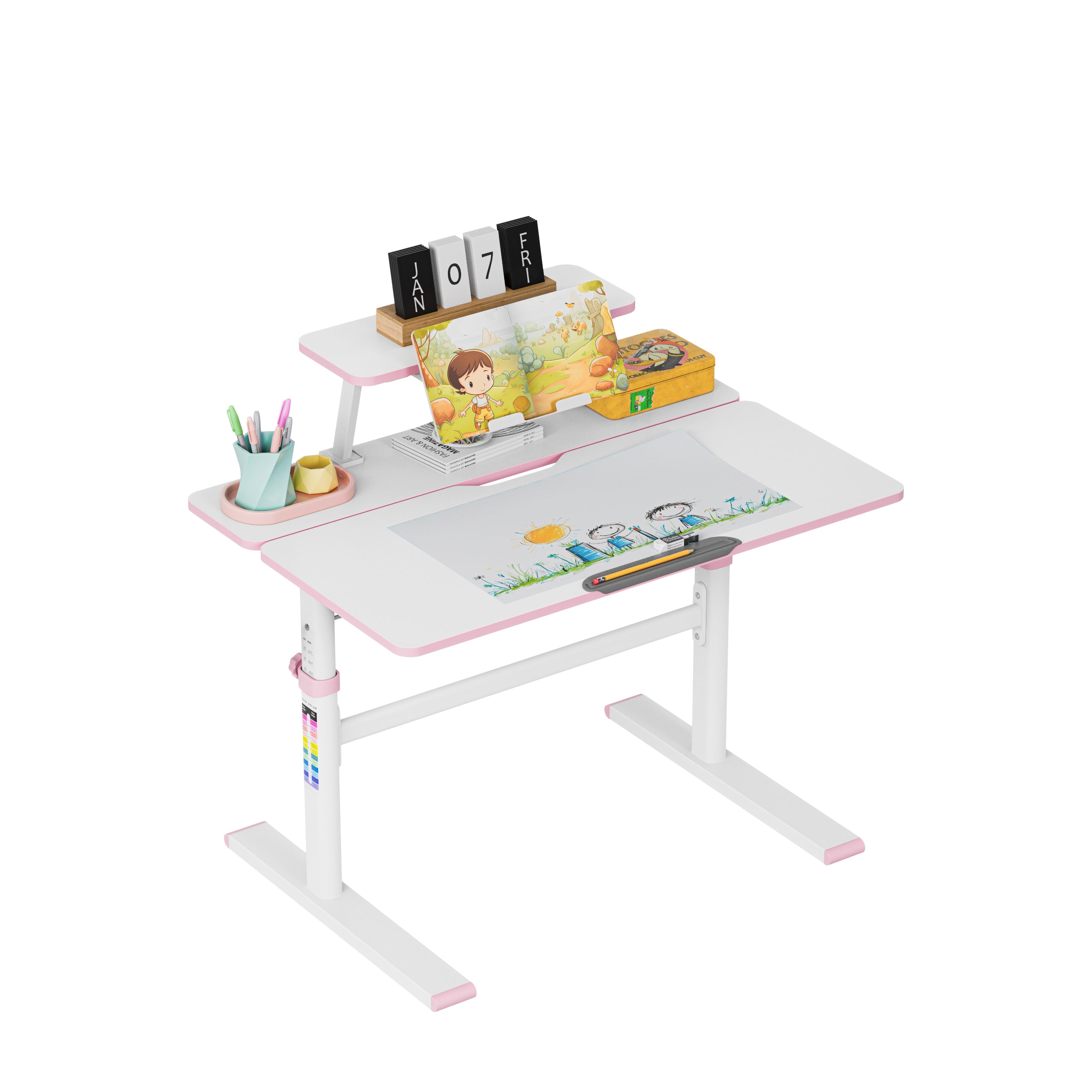 Birou reglabil pentru copii Mark Adler Study 3.7 Pink 90 cm
