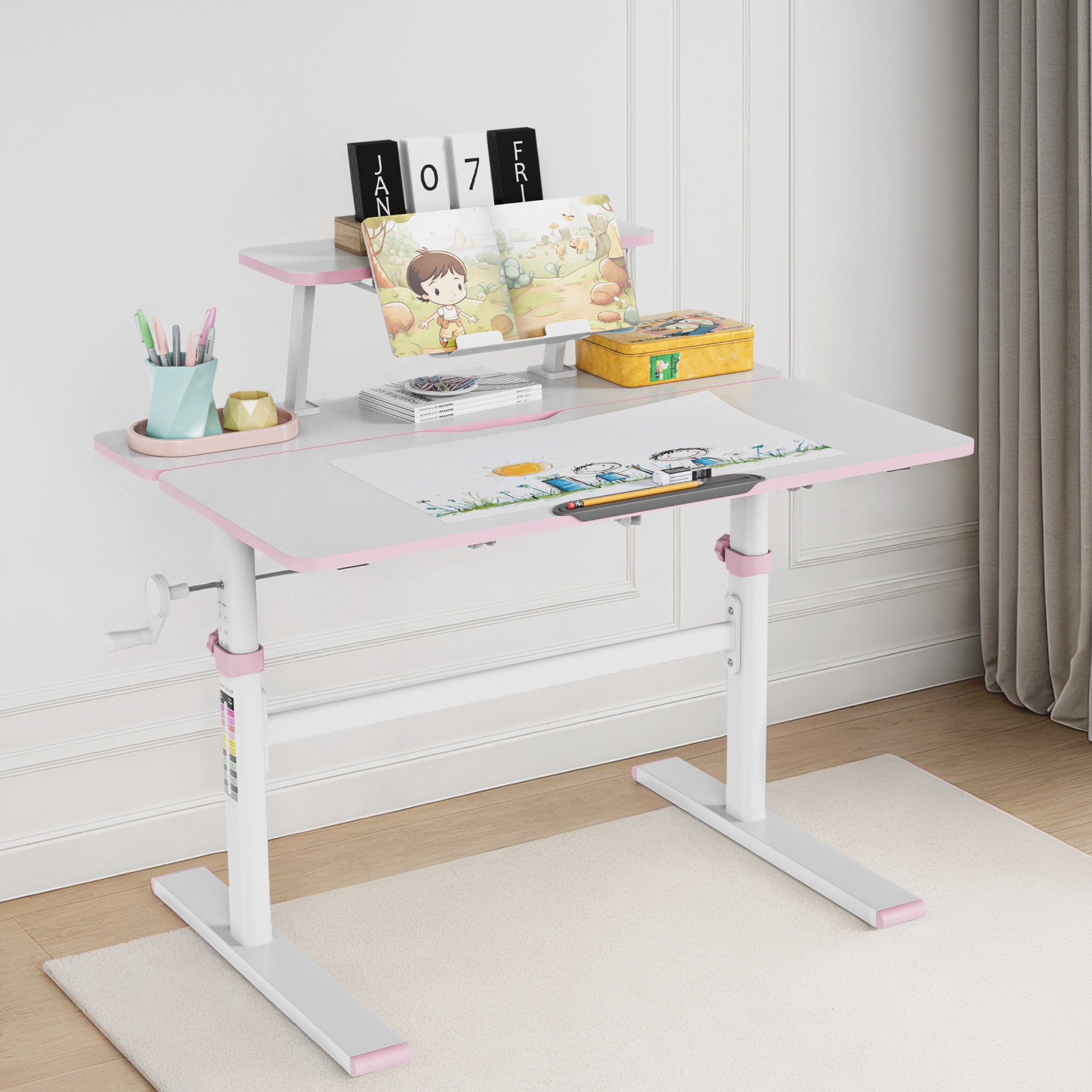 Birou reglabil pentru copii Mark Adler Study 3.7 Pink 90 cm