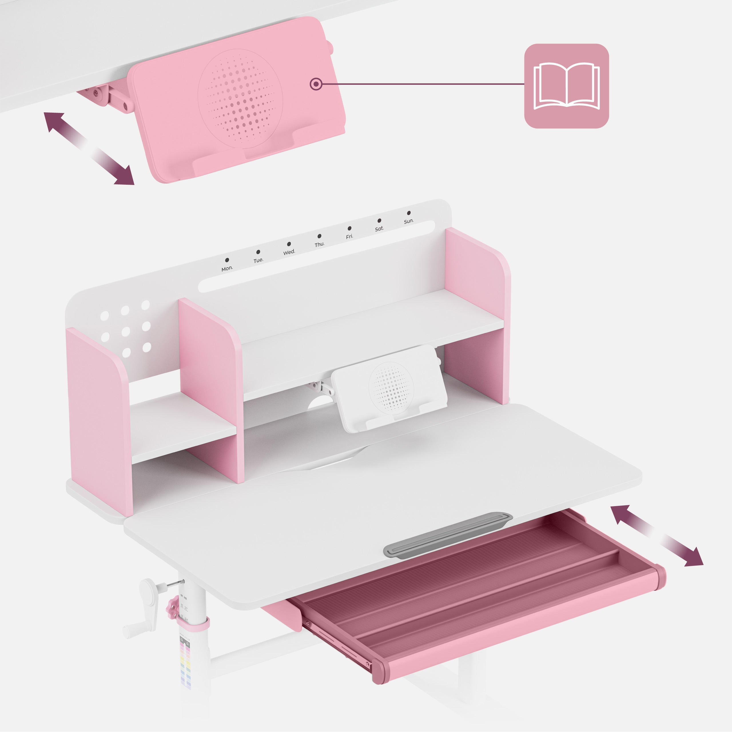 Birou ergonomic pentru copii Mark Adler Study 5.0 Pink 90 cm
