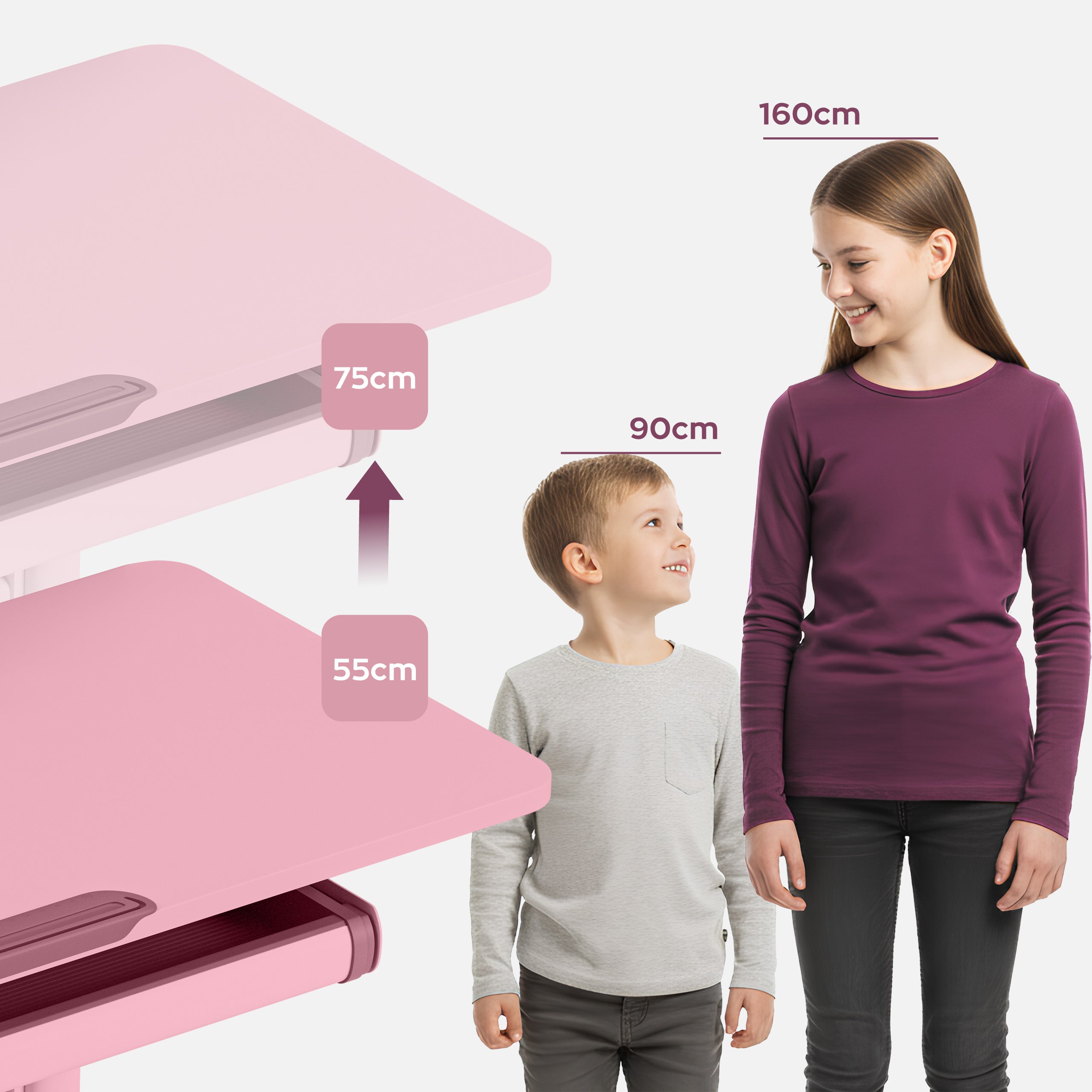 Birou ergonomic pentru copii Mark Adler Study 5.0 Pink 90 cm
