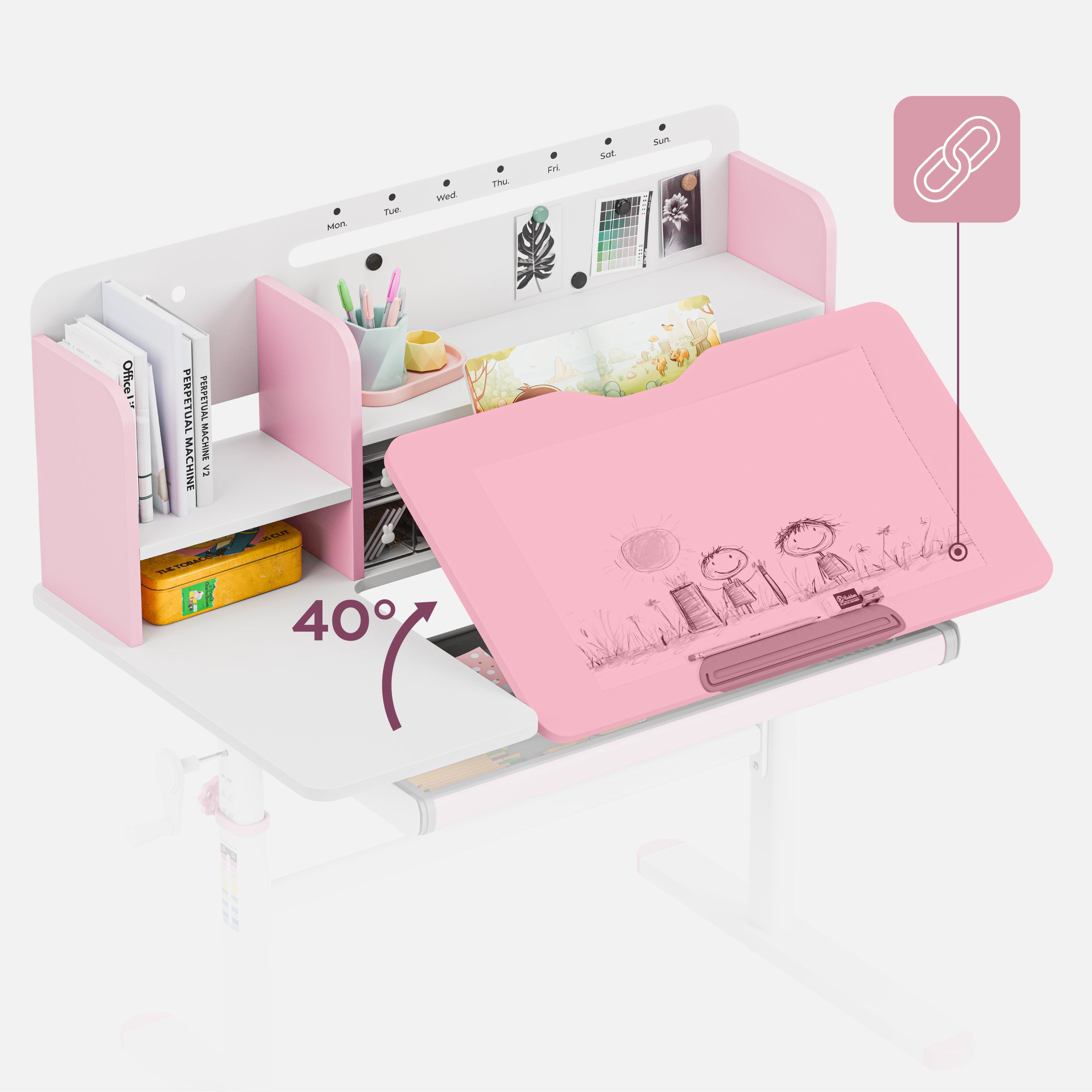 Birou pentru copii Mark Adler Study 5.7 Pink 100 cm