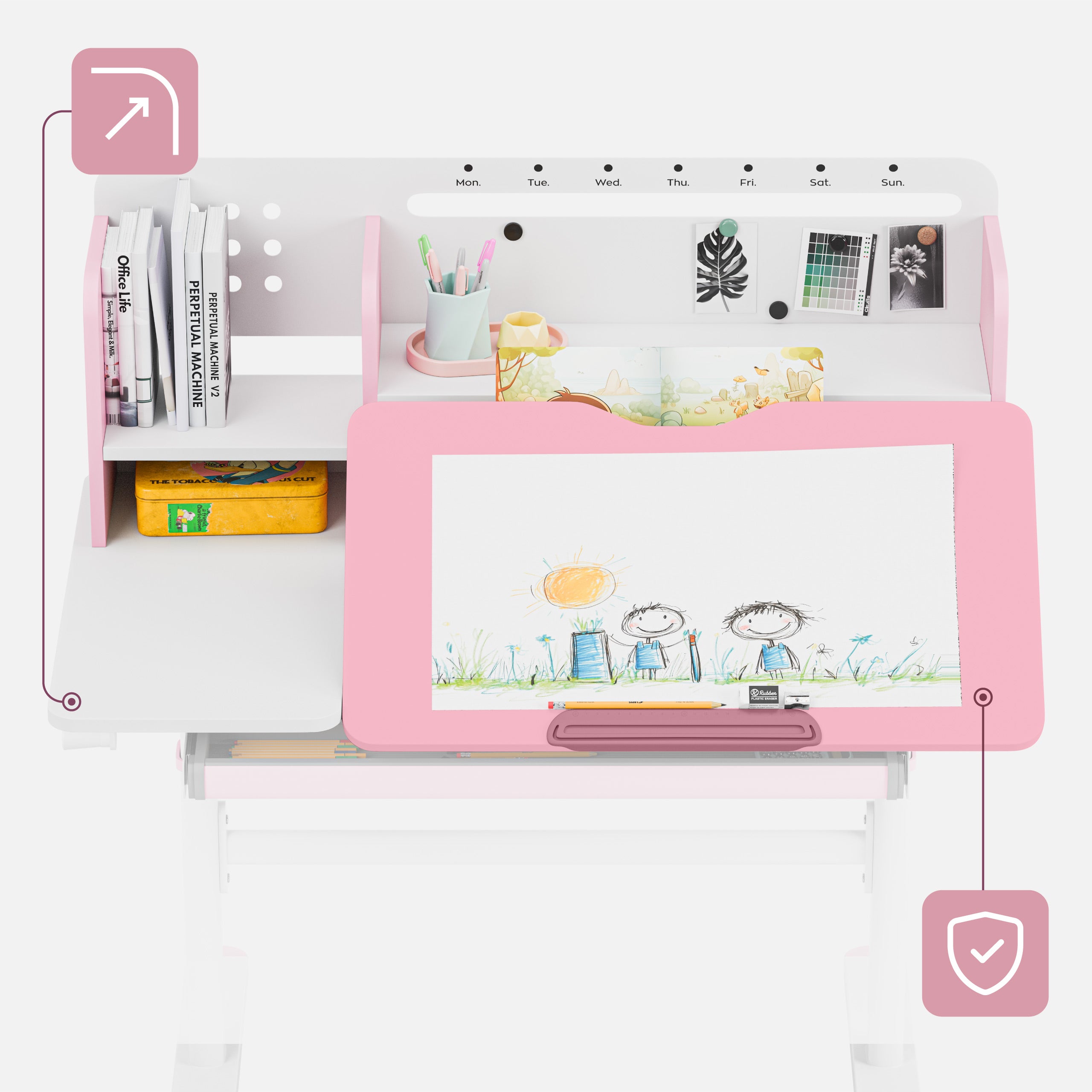 Birou pentru copii Mark Adler Study 5.7 Pink 100 cm
