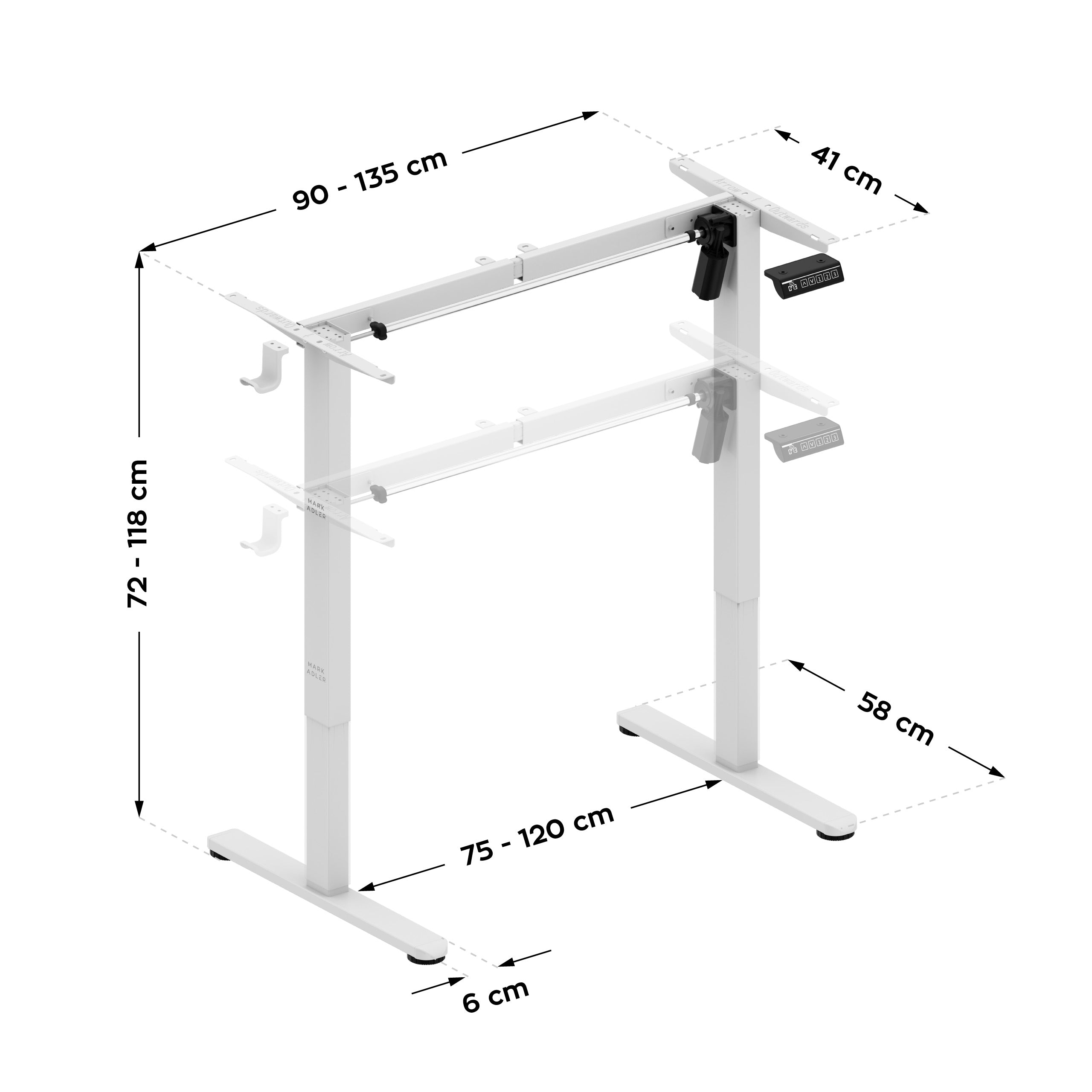 Cadru electric pentru birou reglabil Mark Adler Xeno 1.7 White